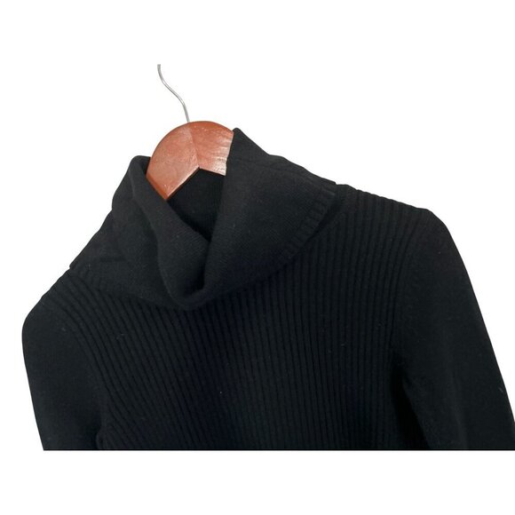 Banana Republic Turtleneck Wool Cashmere Rib Knit Fitted Black Sweater Size Smal - Picture 5 of 9